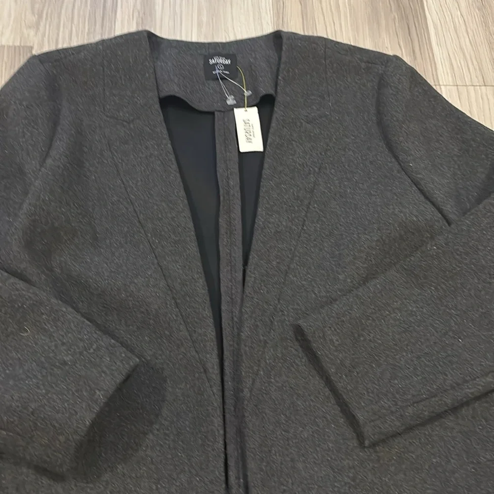 Kate Spade‎ Saturday Behind The Scenes Gray Wool Blend Blazer Jacket Size L